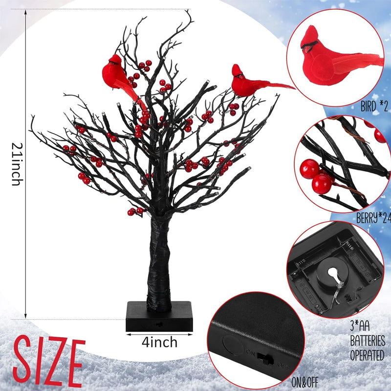 Lisslune | Atmospheric Light Tree with Red Birds – Flexible LED Decoration Tree