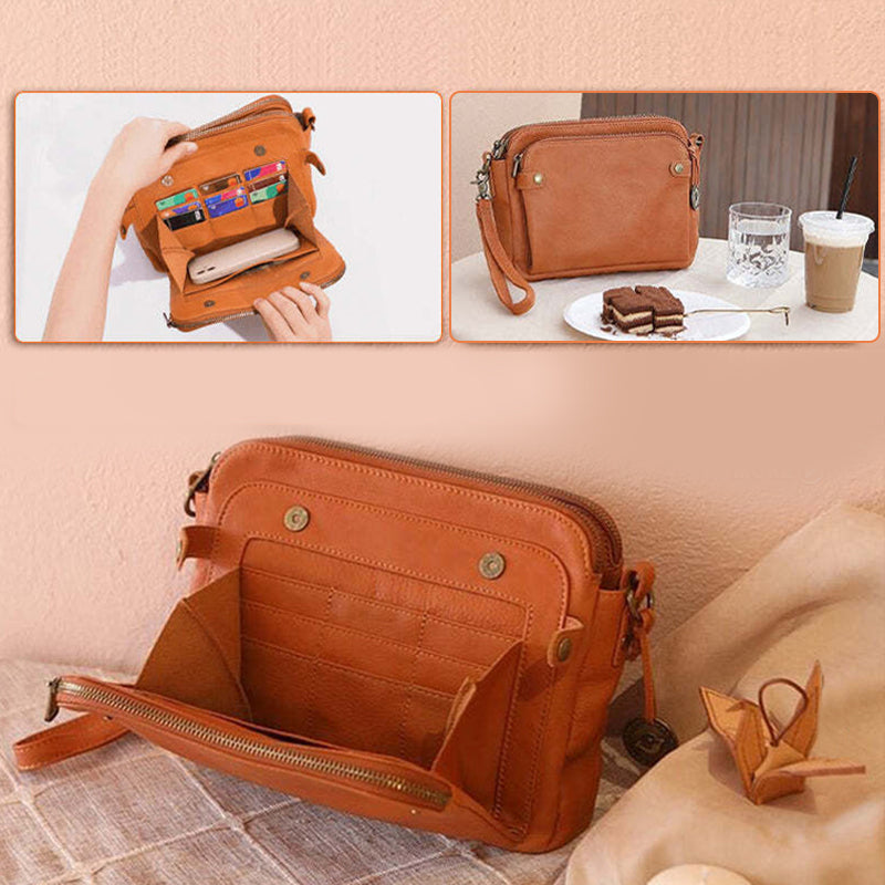 Lisslune | Three-Layer-Leather-Crossbody-Shoulder- & Clutch-Bag