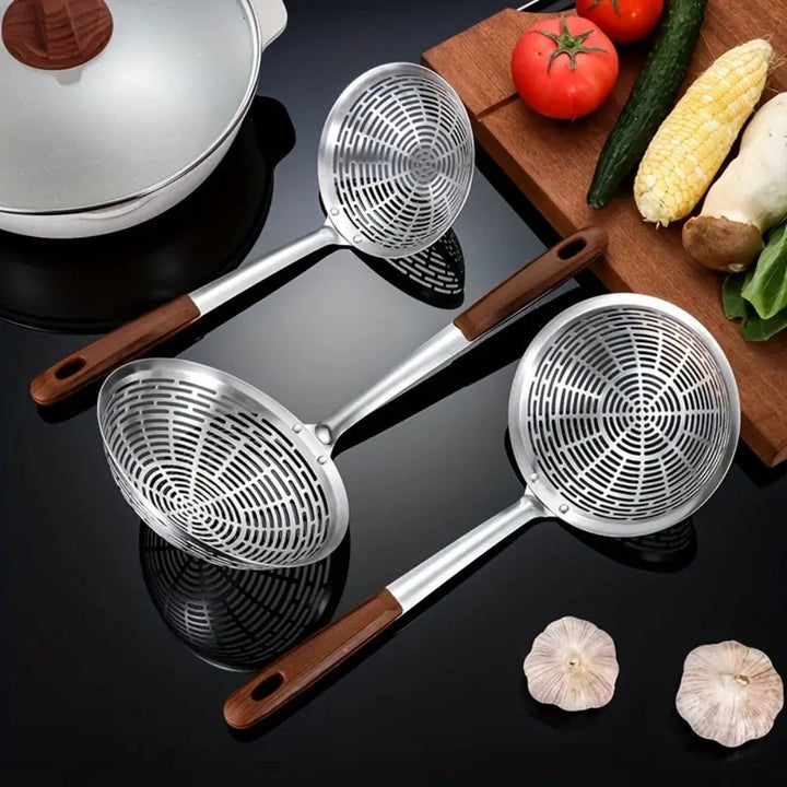 Lisslune | Stainless Steel Wooden Strainer Ladle