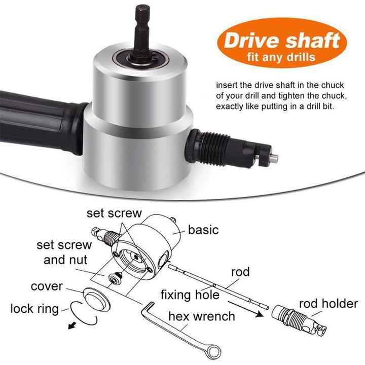 Lisslune | Nibbler Cutter Drill Attachment Double Head Metal Sheet