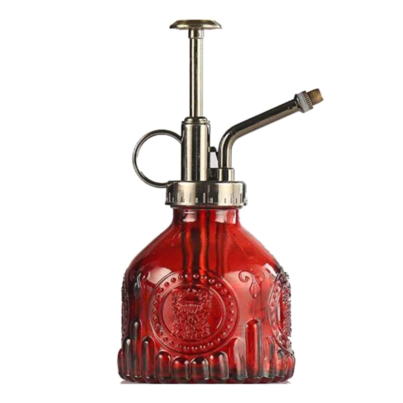 Lisslune | Embossed glass bottle with metal nozzle – Plant sprayer for flower watering in vintage design