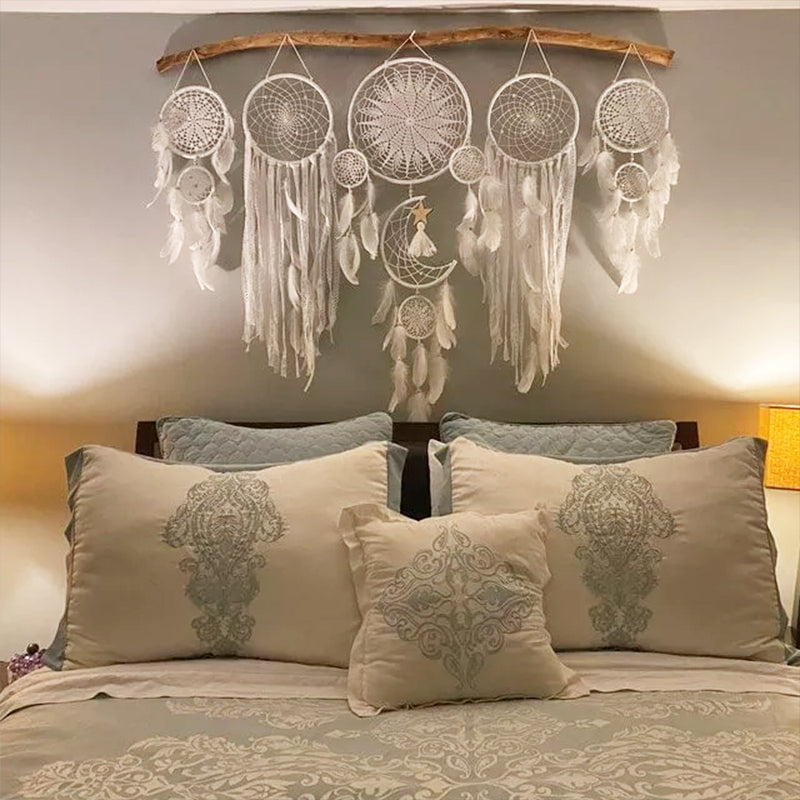 Lisslune | Dream catcher moon and stars hang over the bed (5 pieces)