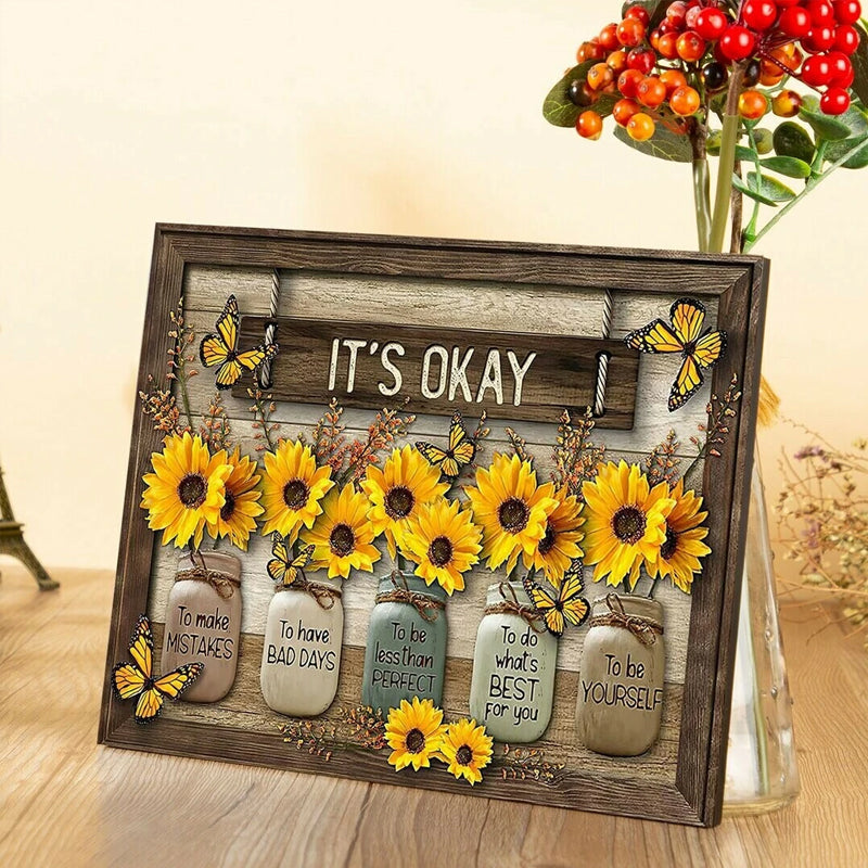 Lisslune | Decorative Butterfly Sunflower Wall Painting