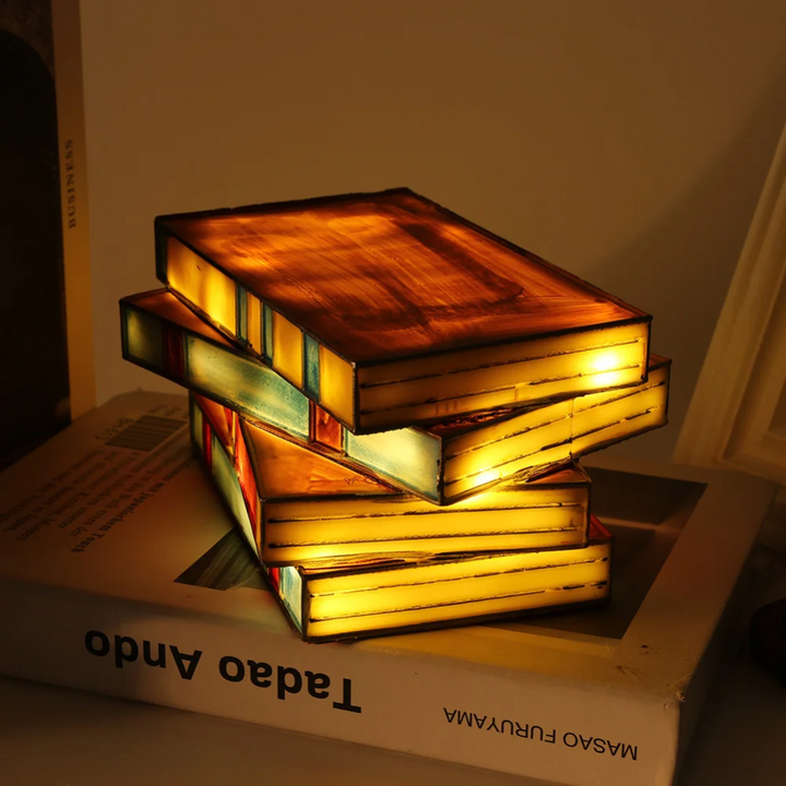 Lisslune | LumeNova Stained Glass Book Lamp | LED Table Light | Mood Light | Decorative Lighting for Home