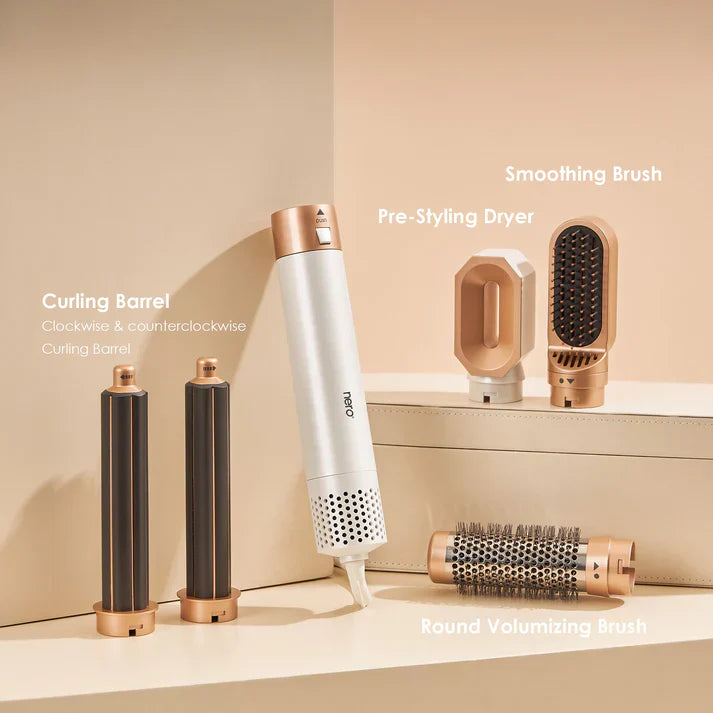 Lisslune | 5-in-1 Hair Styler | Auto Curler, Blow Dryer & Flat Brush for All Hair Types at Home
