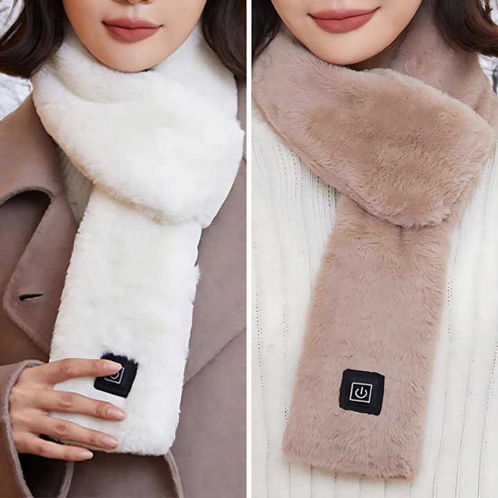 Lisslune | Heated Synthetic Fur Scarf UK – Rechargeable USB Winter Scarf, Soft Thermal Neck Warmer