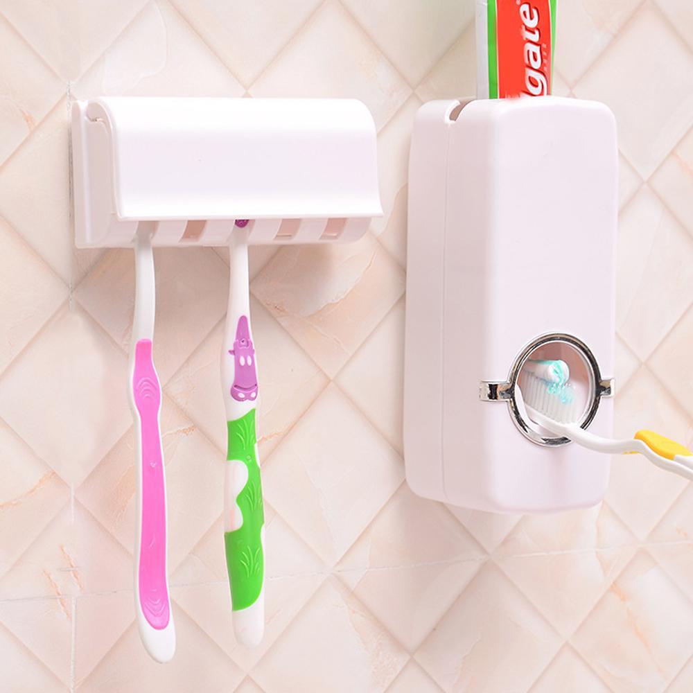 Lisslune | Automatic toothpaste dispenser and toothbrush holder set