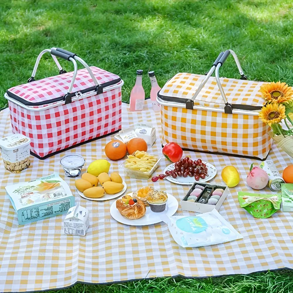 Lisslune | Foldable Checkered Picnic Basket