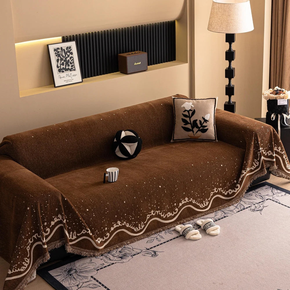 Lisslune | Cursive Glittering Chenille Sofa Cover