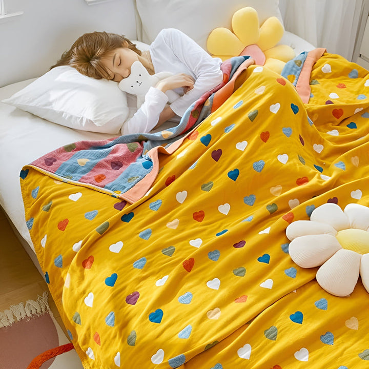Lisslune | Whimsical Hearts Reversible Cotton Blanket