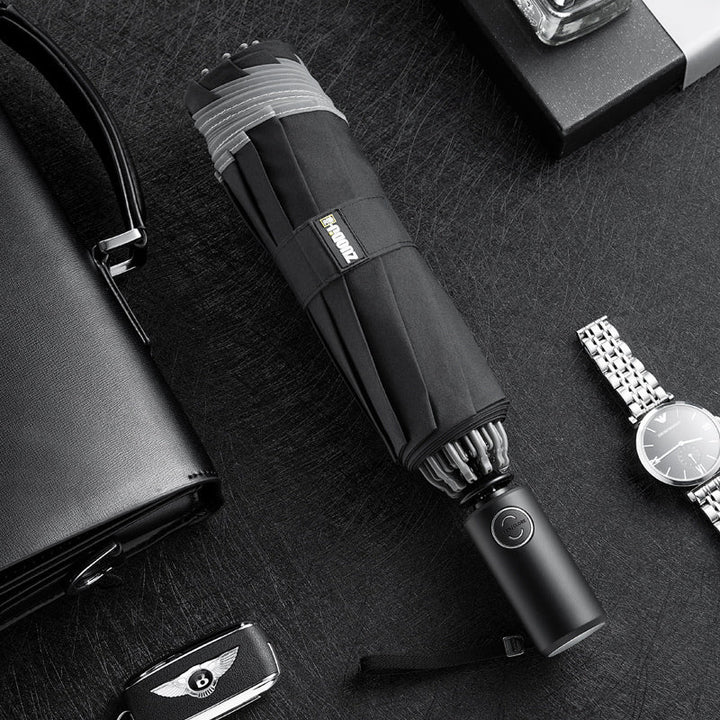 Lisslune | Windproof Reverse Folding Umbrella with LED, Auto Open/Close Design, Safe Reflective Tape & Sturdy 10 Ribs