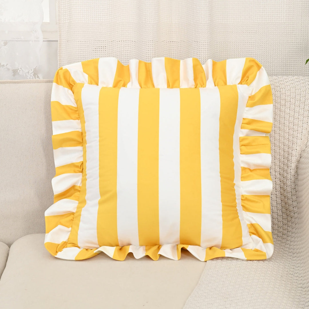 Lisslune | Retro Striped Ruffle Cushion Cover