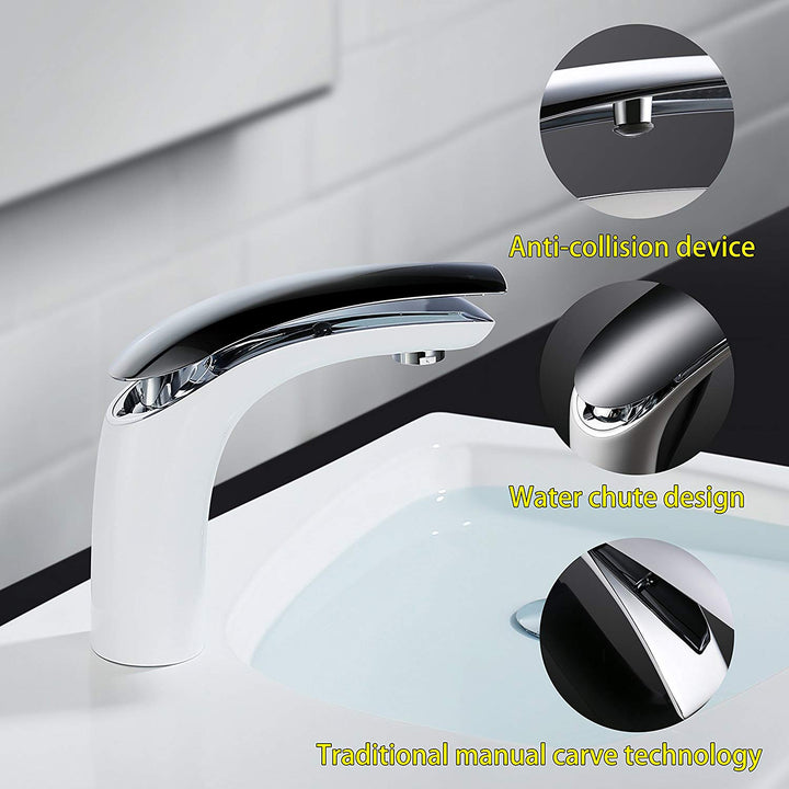 Lisslune | Elegant Design Faucet Bathroom White Chrome Bathroom Fitting Sink Fitting Fashion Mix Taps bathroom
