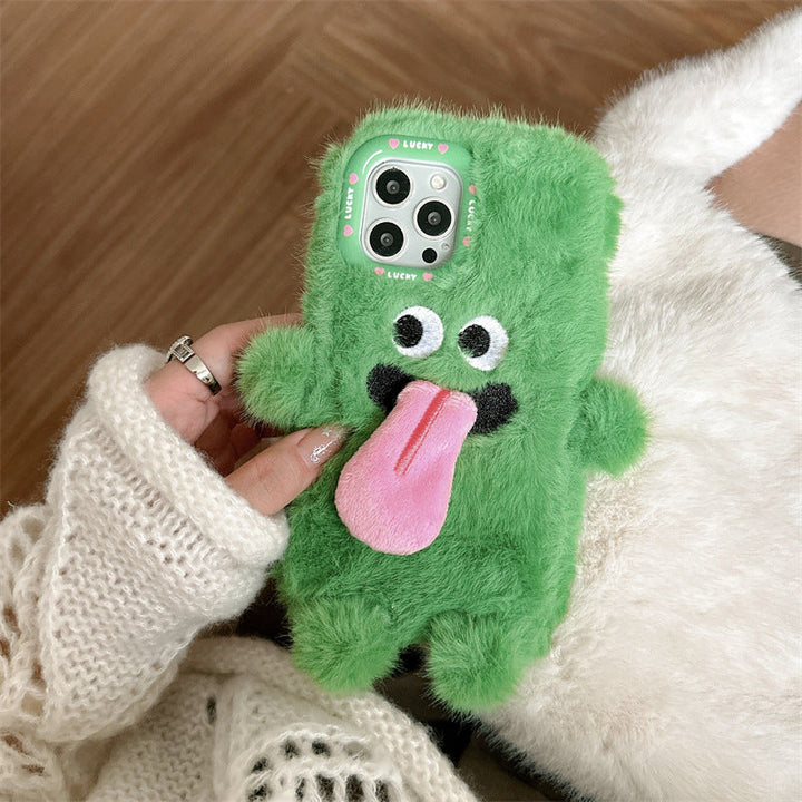 Lisslune | Funny Tongue Sticking Out Plush Phone Case For iPhone