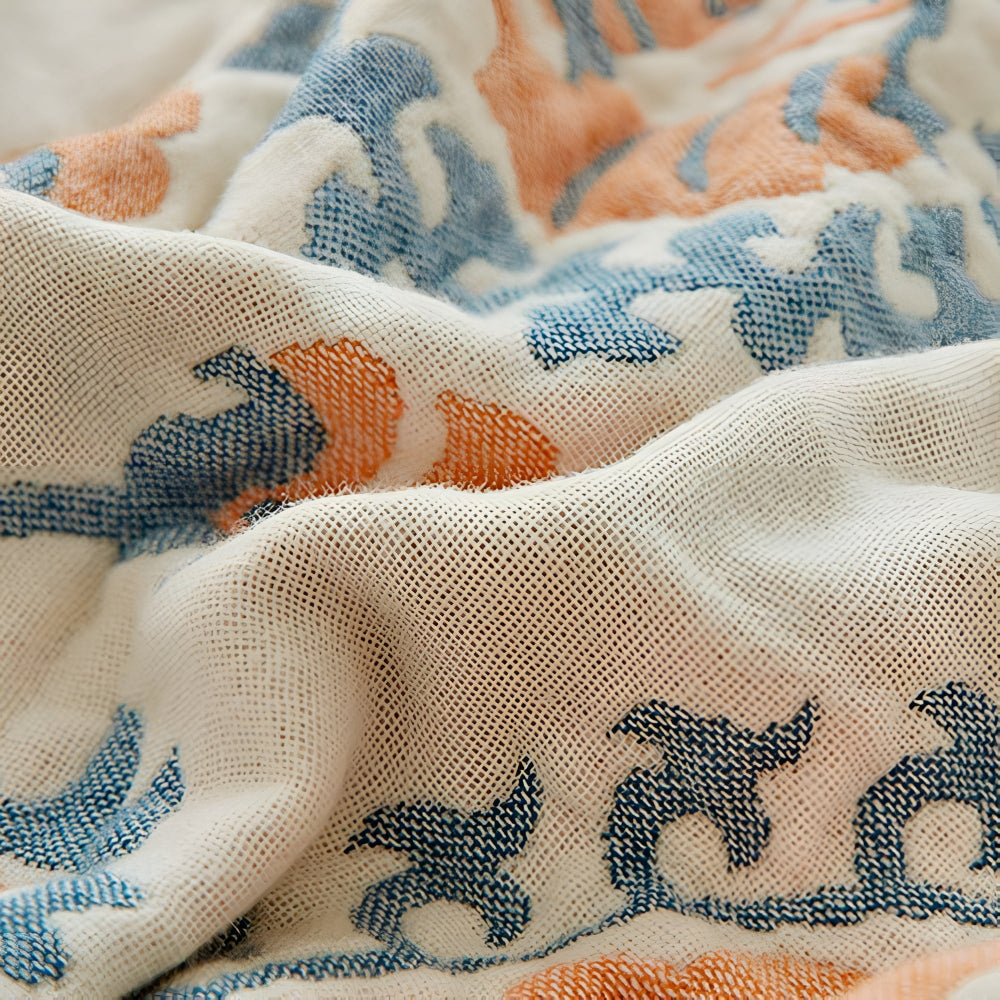 Lisslune | Rustic Floral Cotton Reversible Blanket