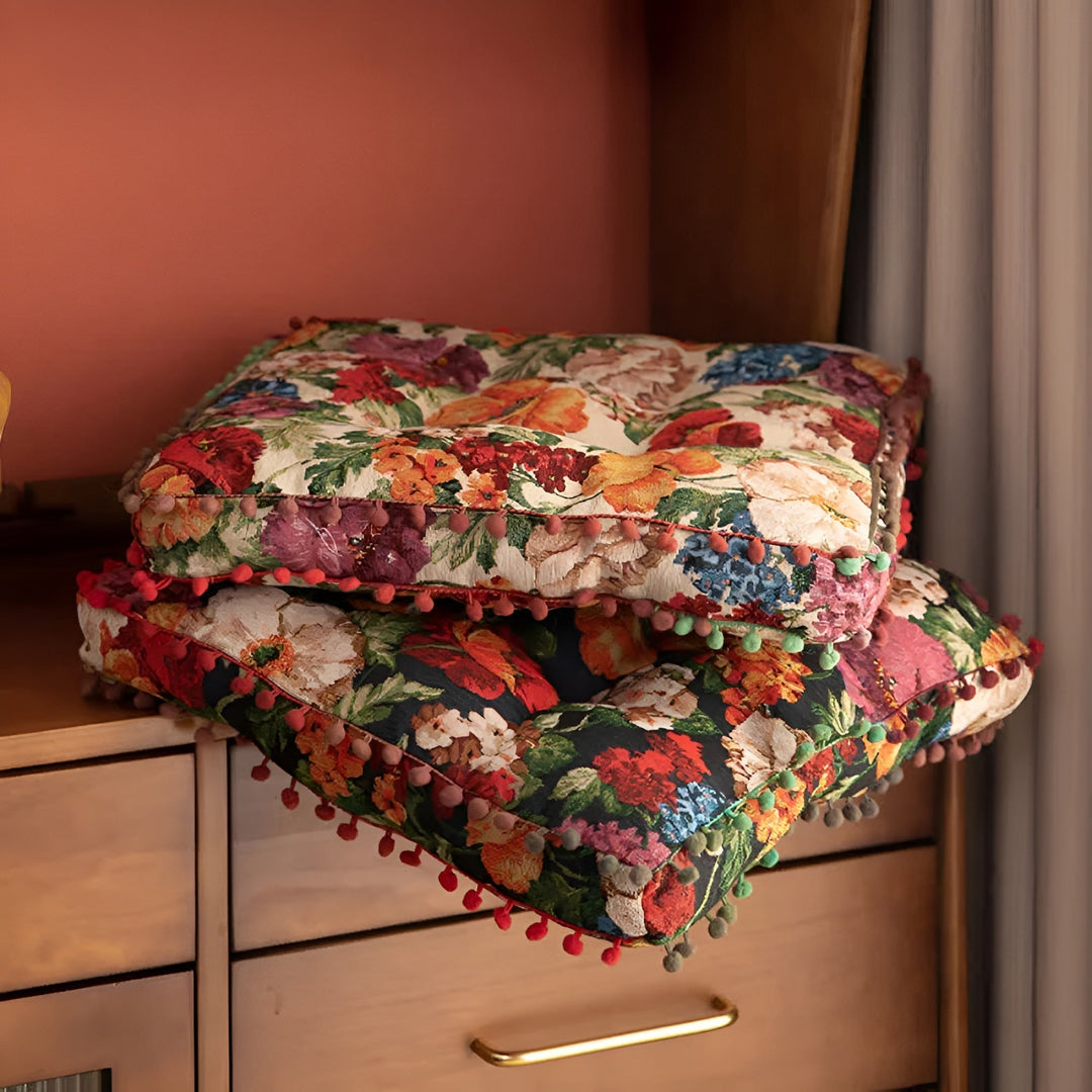 Lisslune | Retro Floral Bohemian Tassel Cushion