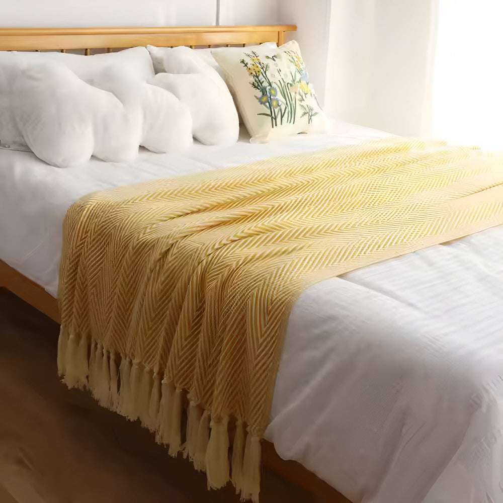 Lisslune | Herringbone Tassel Knit Blanket