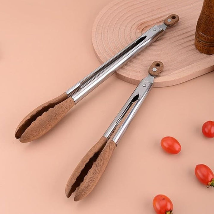 Lisslune | Heritage Wood & Steel Tongs | Set of 2