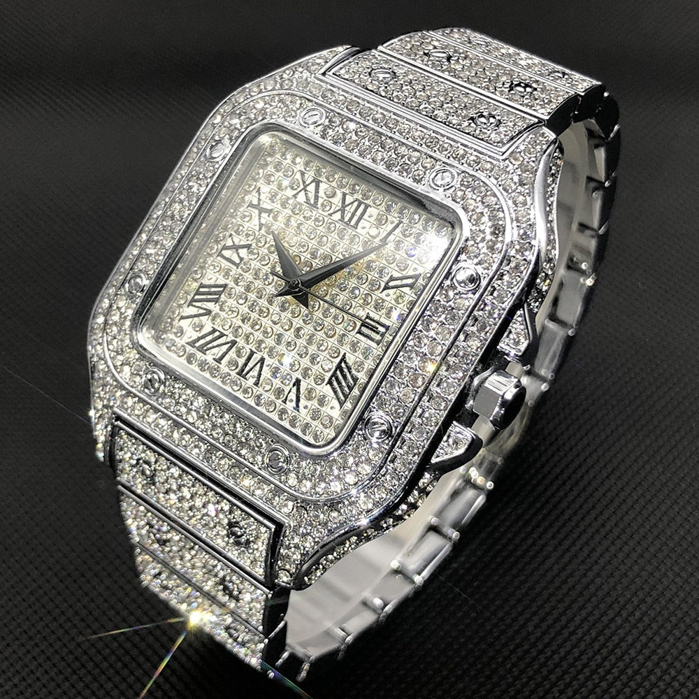Lisslune | MISSFOX Ice Out Square Watch for Men