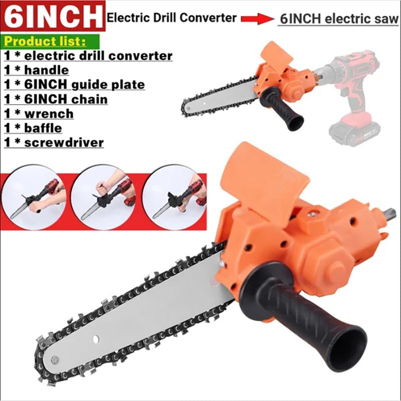 Lisslune | 6 Inch Electric Drill Modified To Electric Chainsaw Drill Attachment