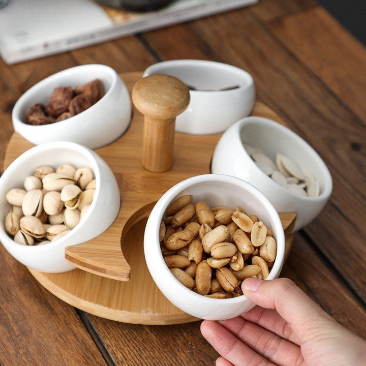 Lisslune | Tea Time Bamboo Porcelain Snack Tray
