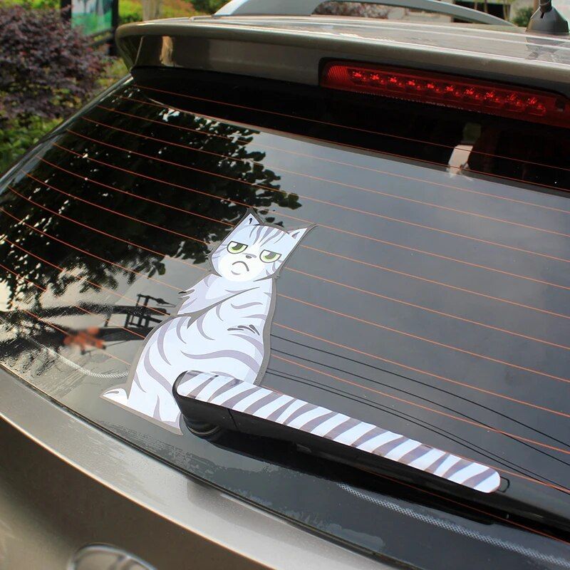 Lisslune | Reflective Cartoon Cat Car Stickers with Moving Tail