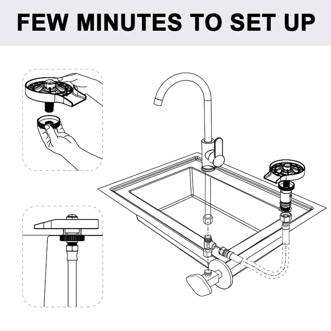 Lisslune | High Pressure Water Tap Glass Cleaner for Kitchen Sink Automatic Glass Cup Cleaner Beer Coffee Milk Tea Cup Cleaner Bar Accessories