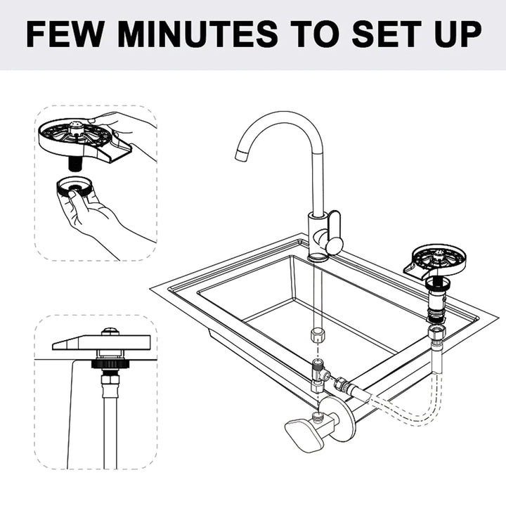 Lisslune | High Pressure Water Tap Glass Cleaner for Kitchen Sink Automatic Glass Cup Cleaner Beer Coffee Milk Tea Cup Cleaner Bar Accessories