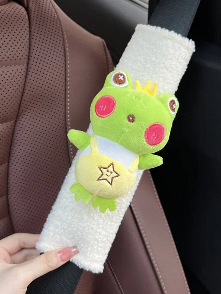 Lisslune | Plush Heart Frog Car Seatbelt Shoulder Pad