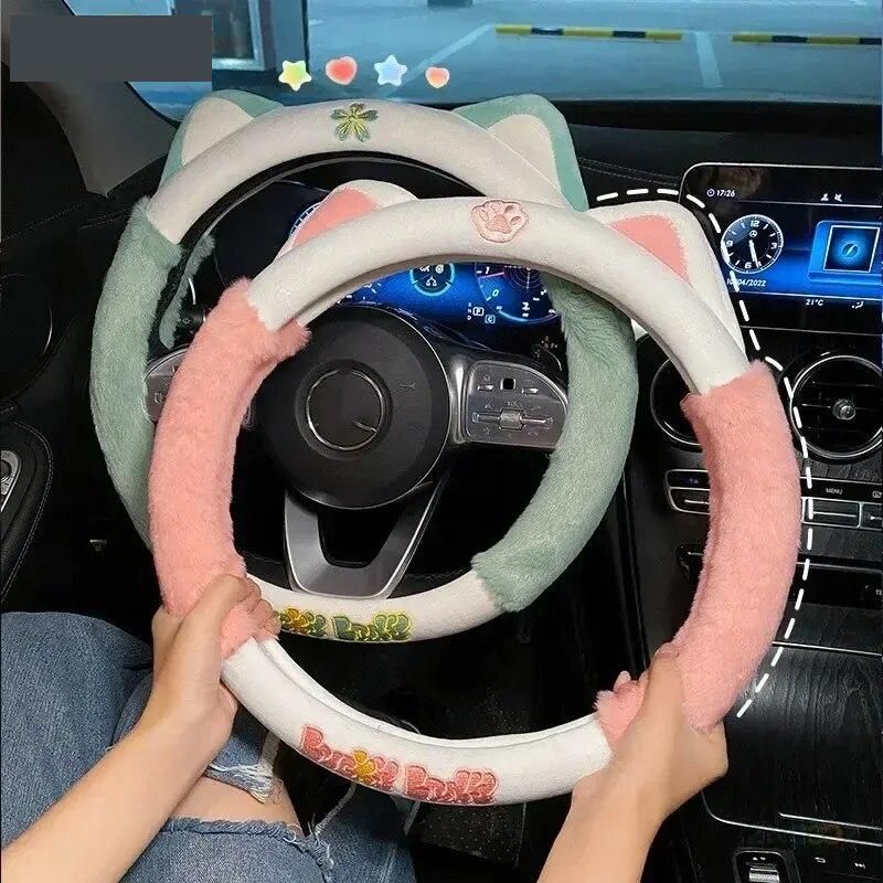 Lisslune | Colorful Plush Winter Steering Wheel Cover