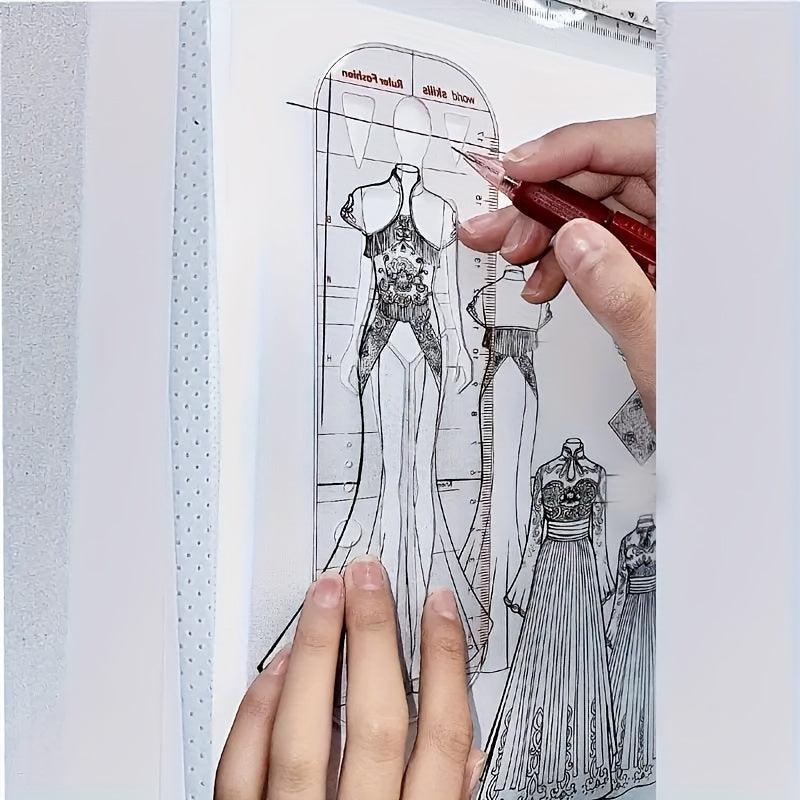 Lisslune | Fashion Sketching Acrylic Ruler and Design Template for Tailoring Excellence