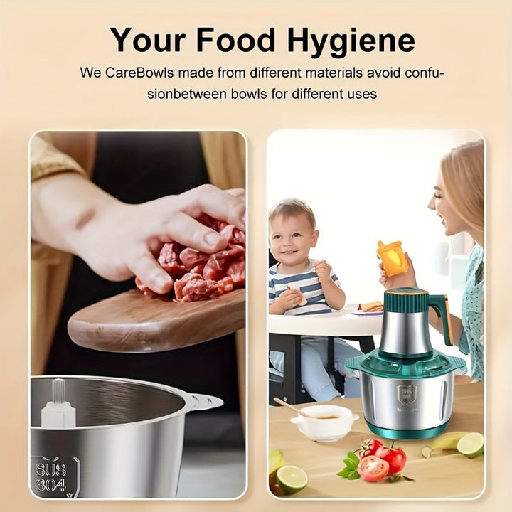 Lisslune | Stainless Steel Food Processor – Powerful Meat Grinder & Vegetable Chopper (5L, 5000 RPM)