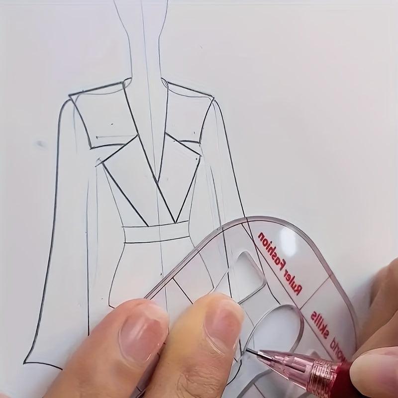 Lisslune | Fashion Sketching Acrylic Ruler and Design Template for Tailoring Excellence