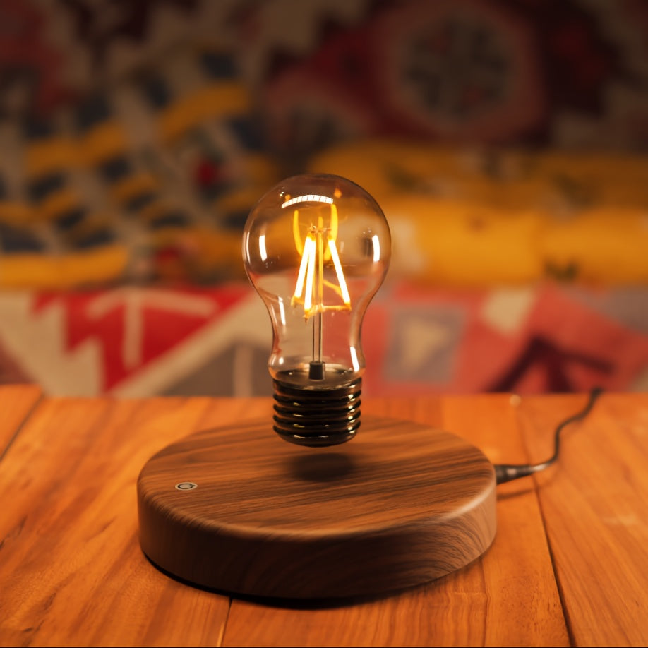 Lisslune | Magnetic Levitation Light Bulb – Floating LED Desk Lamp with Rotating Bulb for Unique Home Décor and Creative Christmas Gifts