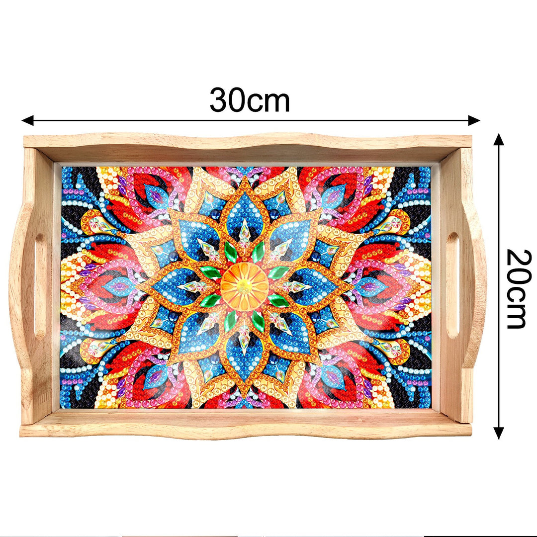 Lisslune | DIY Diamond Painting Wooden Tray Food Tray with Handle Living Room Decoration Mandala Wooden Tray Kit