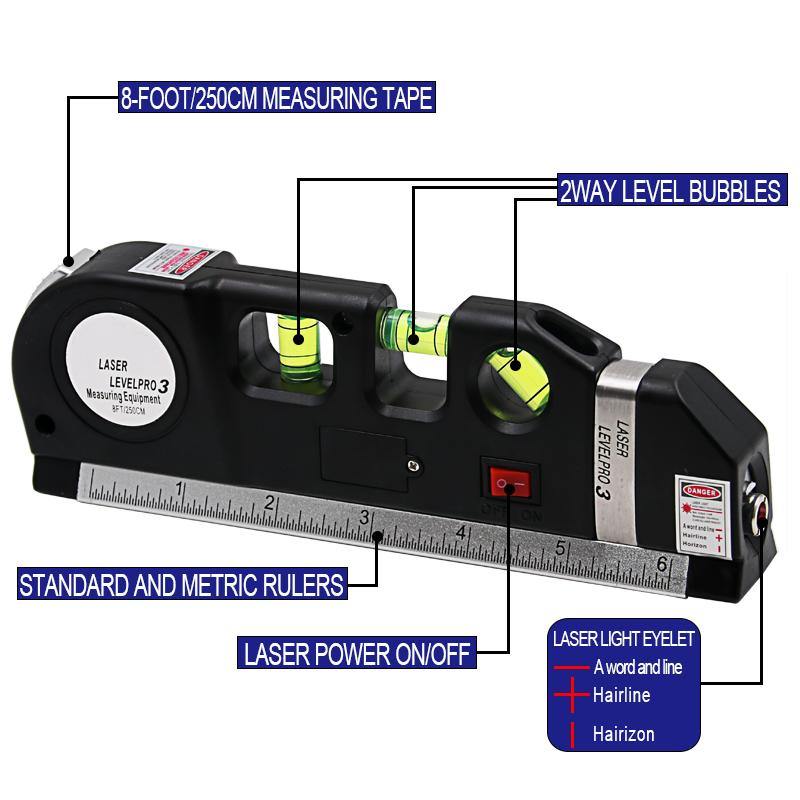 Lisslune | Laser Level Ruler Multi-functional Household Infrared Decoration (Black)