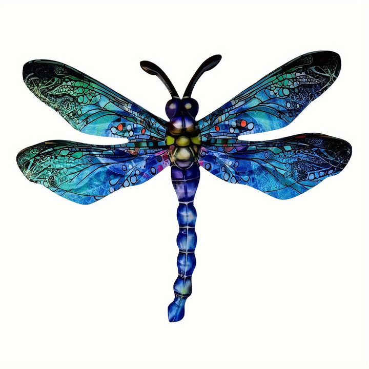 Lisslune | 1/2 piece vibrant dragonfly wall art made of metal – artistic outdoor decoration for gardens, homes, and events – durable, versatile, and eye-catching – a perfect gift idea for any occasion