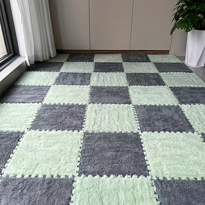 Rynx | 40-piece Thickened Modern Plush Carpet] 40-piece Modern Plush Patchwork Thickened Carpet for Bedroom, Living Room, Wardrobe, Renovation of Rental Apartments, Suitable for All Seasons