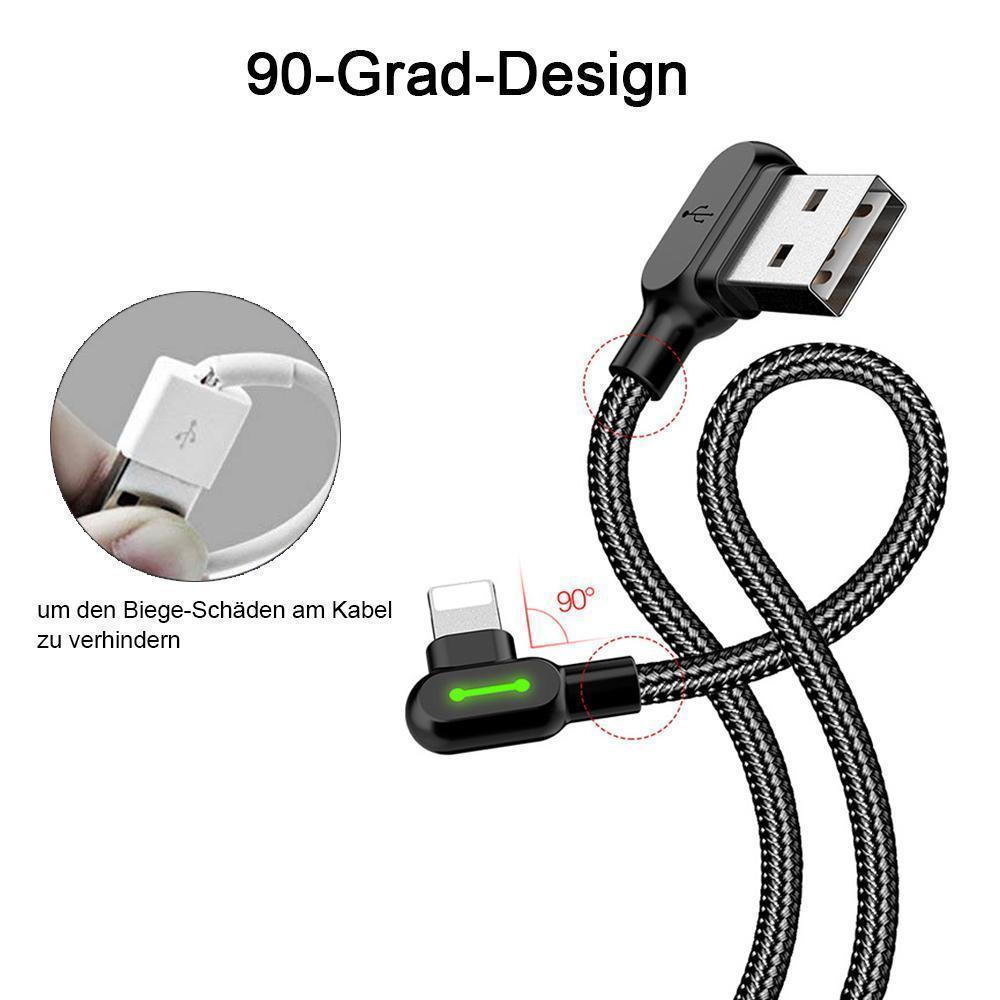 Lisslune | Bequee Lightning-USB charging cable with 90-degree design for iOS and Android