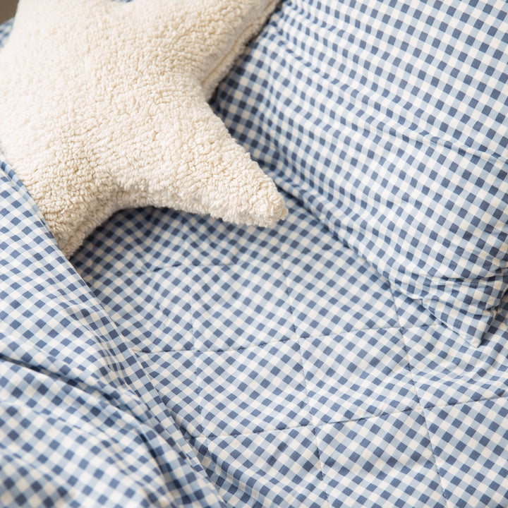 Lisslune | Dusty Blue Checkered Pattern - Mattress Protector