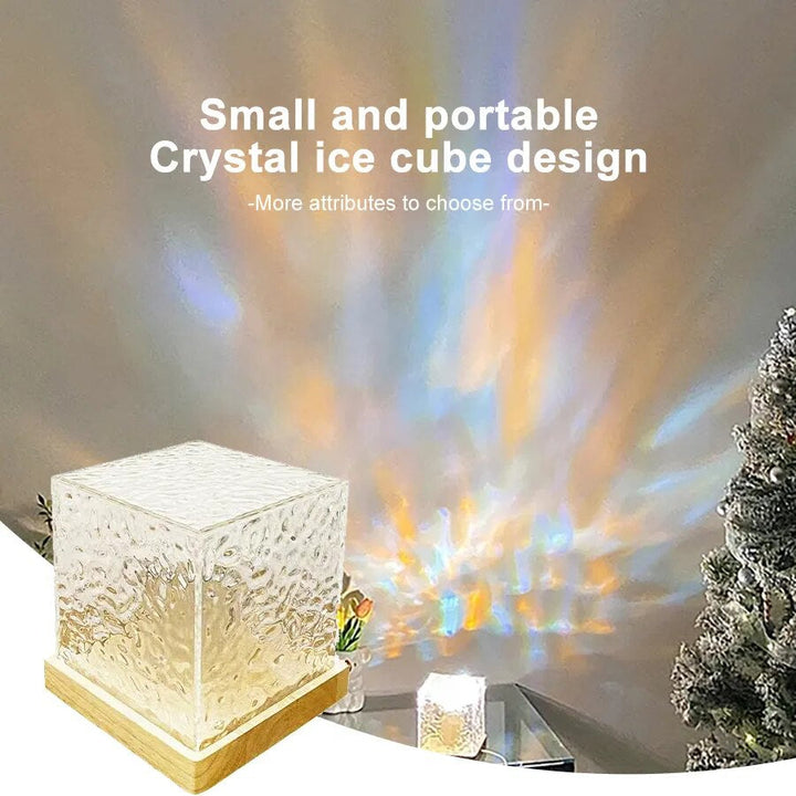 Lisslune | Dynamic Rotating Water Wave Projector Night Light 16 Colors Flame Crystal Lamp for Living Room Office Bedroom Dynamic Rotating