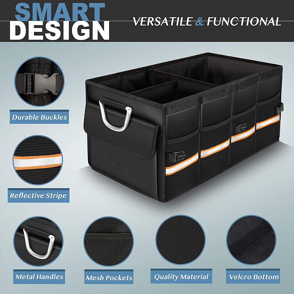 Lisslune | Car Trunk Organizer Foldable Cover Durable Sturdy Thickened Plate Collapsible Trunk Storage Box
