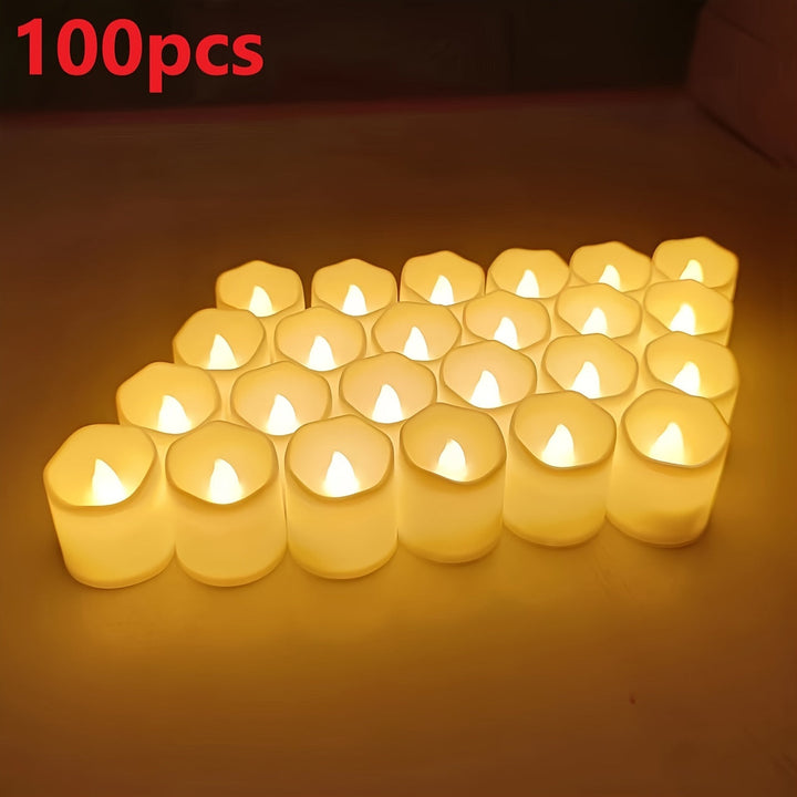 Lisslune | 24/50/100 Pack flameless LED candles – battery-operated flickering tealights, smokeless and romantic for weddings and engagements