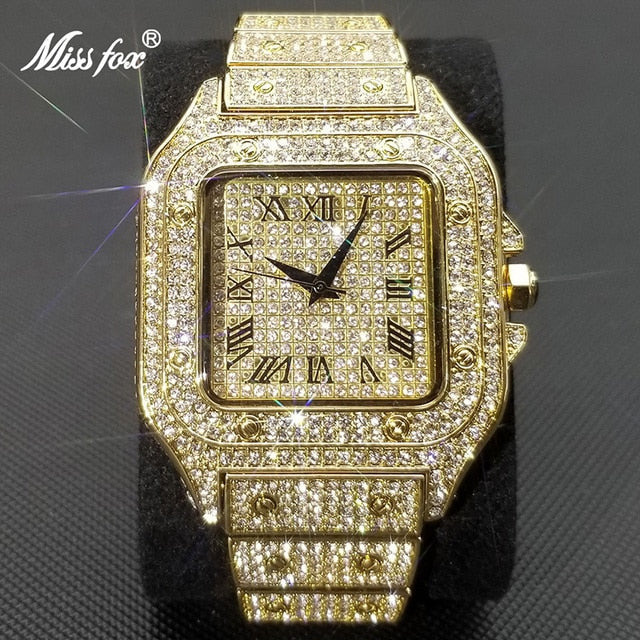 Lisslune | MISSFOX Ice Out Square Watch for Men