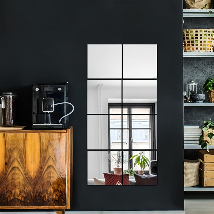 Lisslune | EleganceTiles - 8 Stylish Self-Adhesive Mirror Tiles for Home Decoration