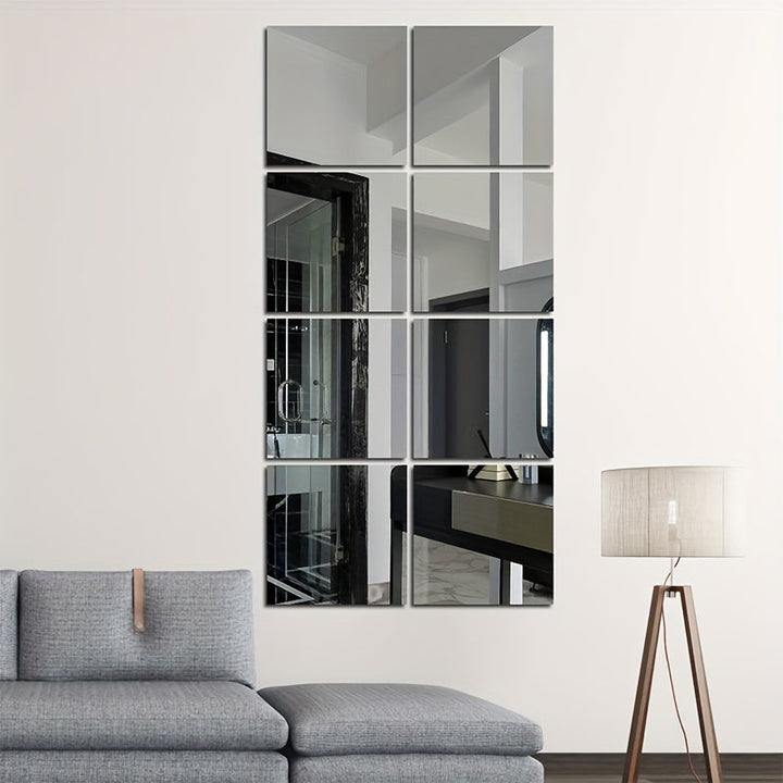 Lisslune | EleganceTiles - 8 Stylish Self-Adhesive Mirror Tiles for Home Decoration