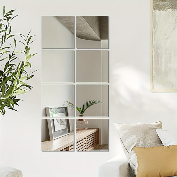 Lisslune | EleganceTiles - 8 Stylish Self-Adhesive Mirror Tiles for Home Decoration