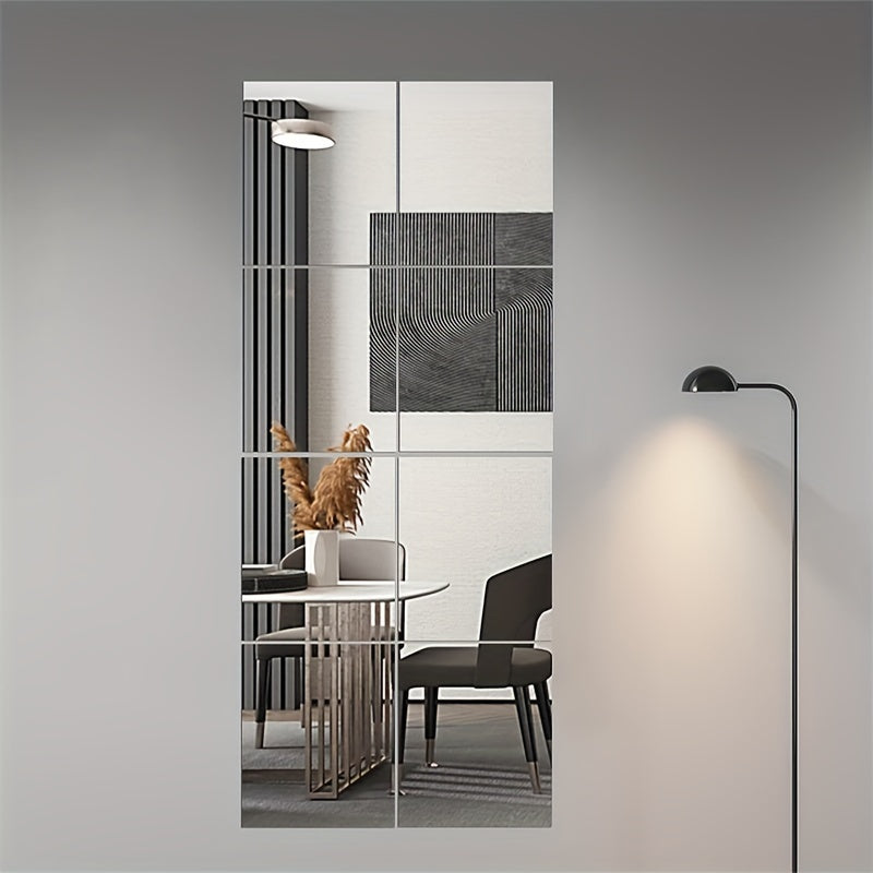 Lisslune | EleganceTiles - 8 Stylish Self-Adhesive Mirror Tiles for Home Decoration
