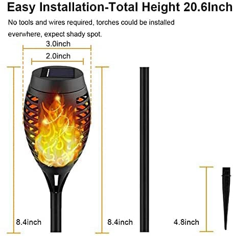 Lisslune | 8-Pack: Solar Torch Light with Flickering Flame
