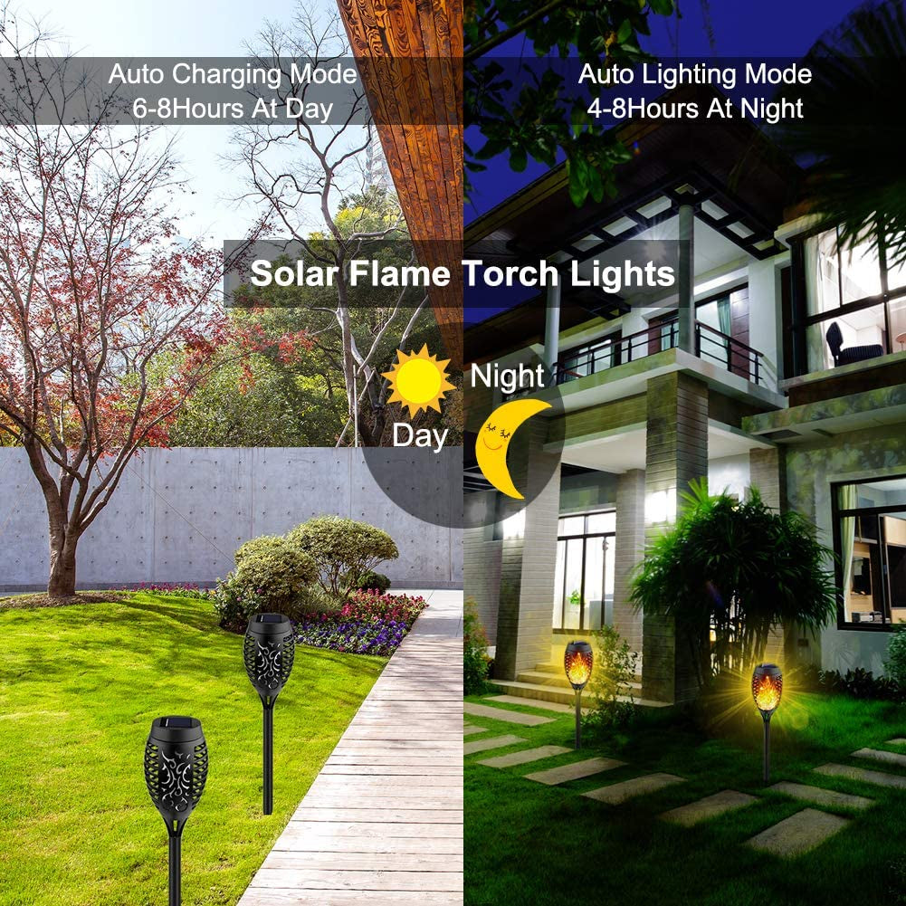 Lisslune | 8-Pack: Solar Torch Light with Flickering Flame